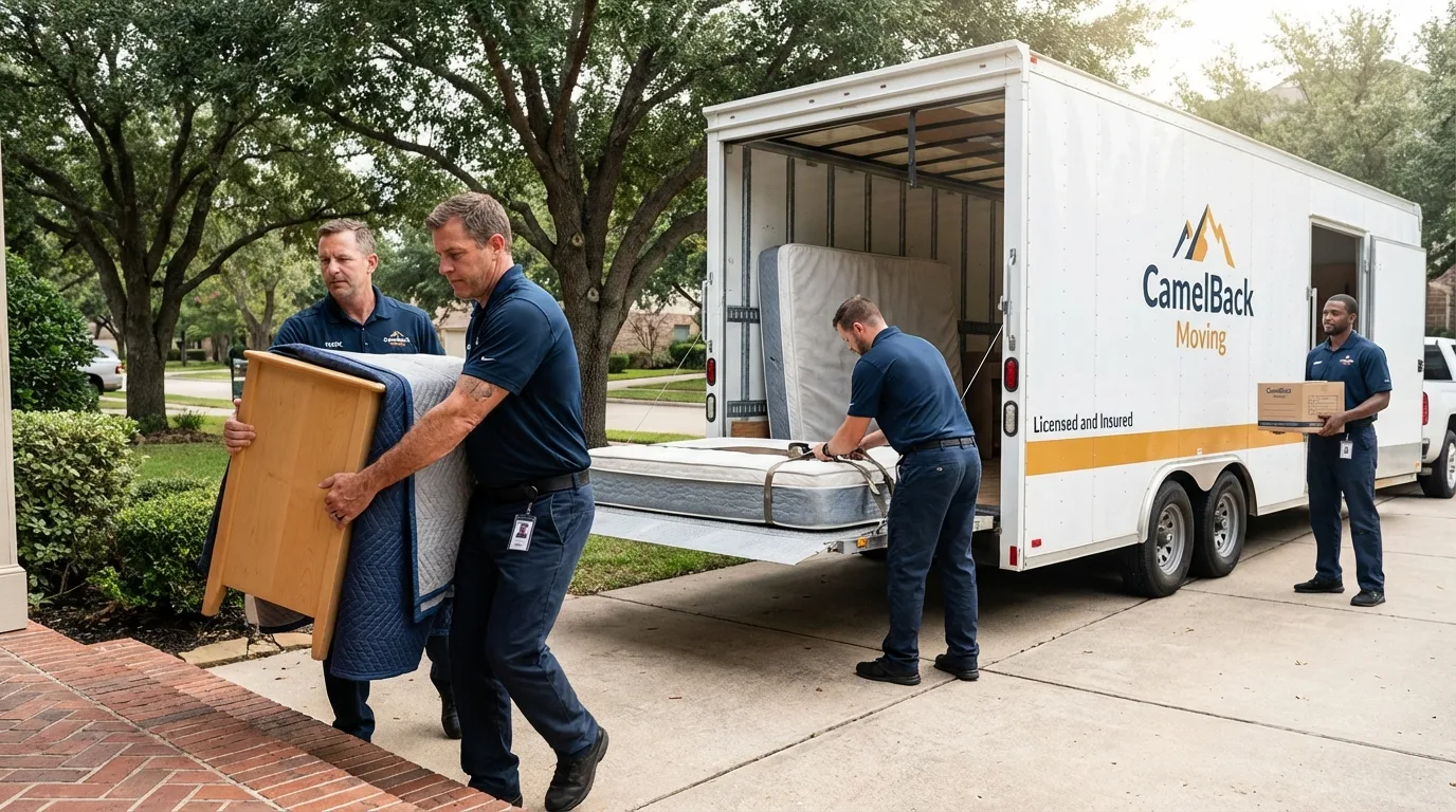 Crew loading residential truck for cross-state move from Milan, MO